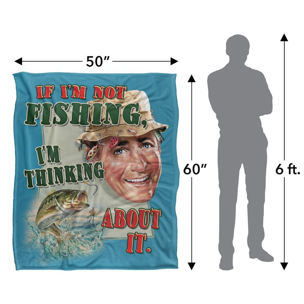 Multicoloured - Close up - JQ Licensing Thinking About Fishing Silky Supersoft Blanket