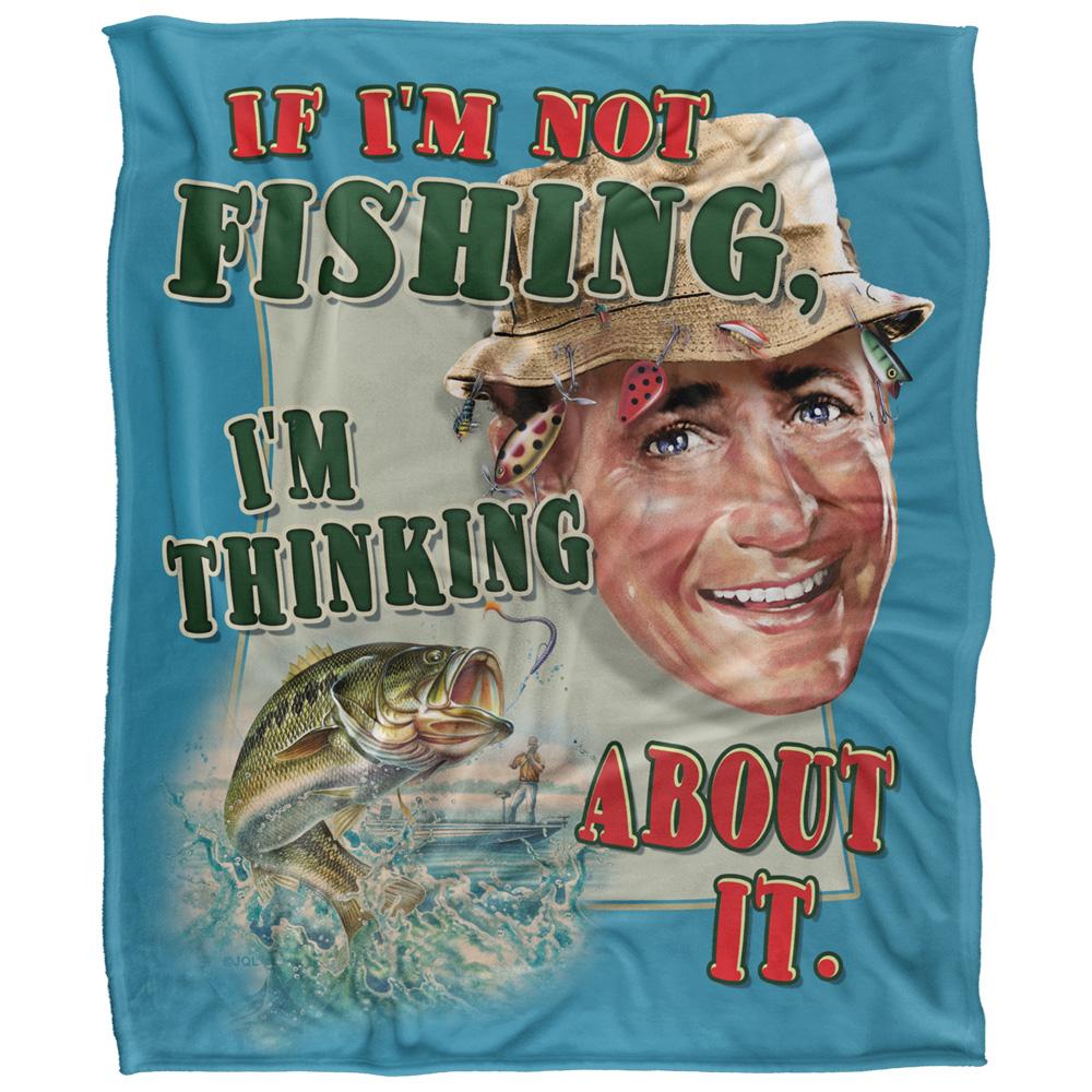Multicoloured - Front - JQ Licensing Thinking About Fishing Silky Supersoft Blanket