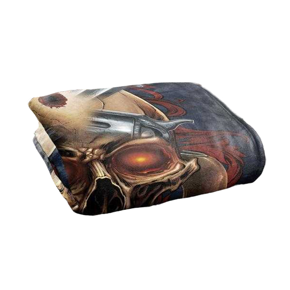 Multicoloured - Back - JQ Licensing Silky Skull & Guns Supersoft Blanket