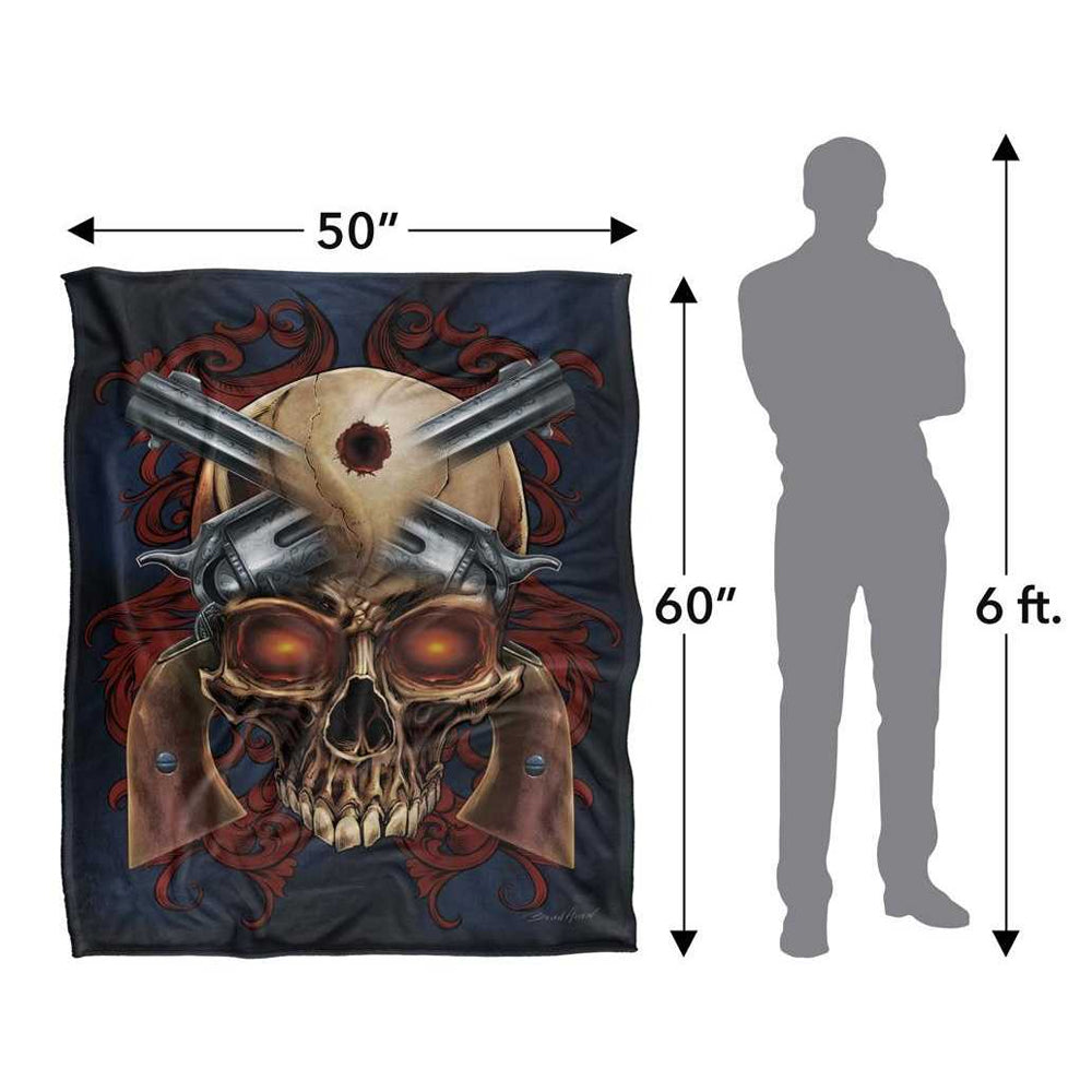 Multicoloured - Lifestyle - JQ Licensing Silky Skull & Guns Supersoft Blanket
