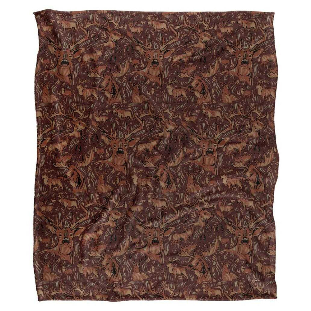 Brown - Front - JQ Licensing Jl-Jp Silky Deer Hunting Supersoft Blanket