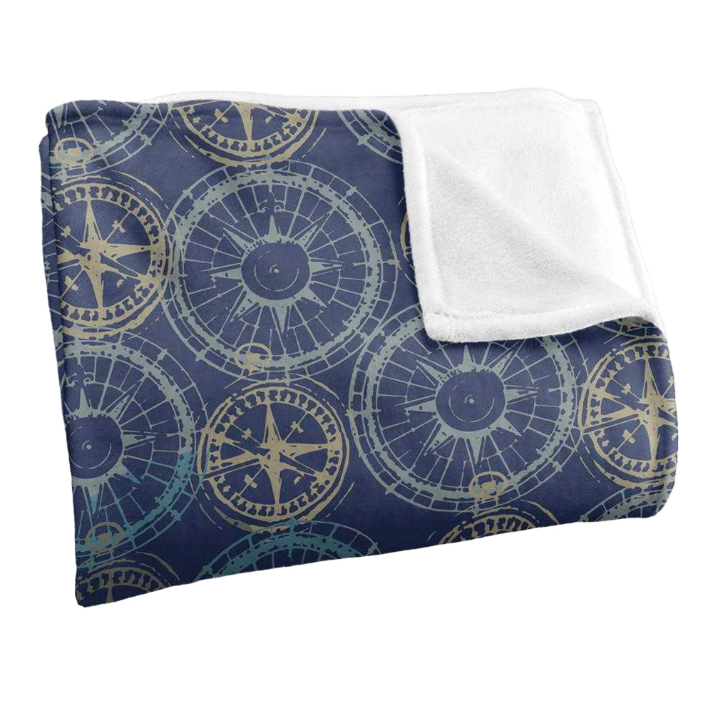 Navy-Gold - Side - JQ Licensing Silky Compass Supersoft Blanket