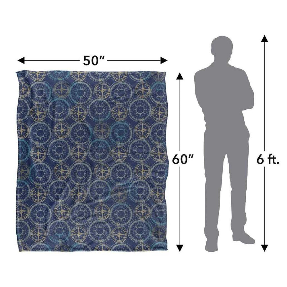 Navy-Gold - Lifestyle - JQ Licensing Silky Compass Supersoft Blanket