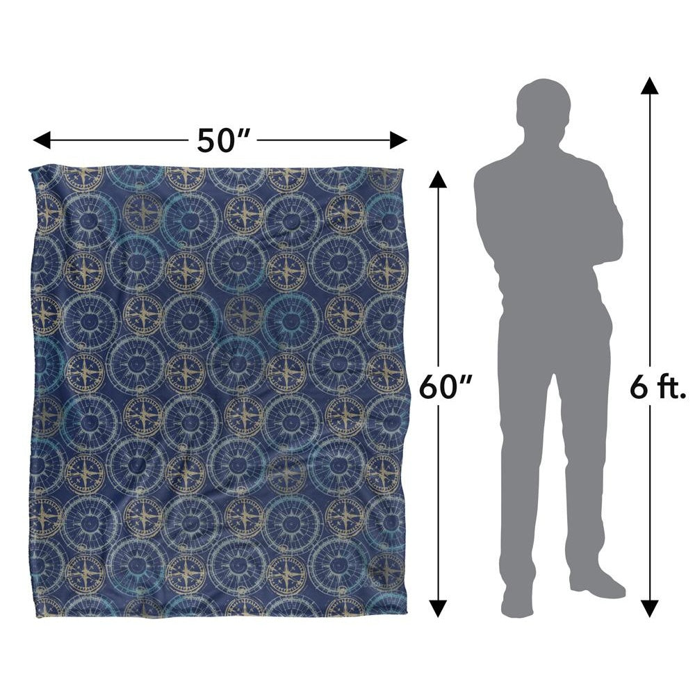 Navy-Gold - Pack Shot - JQ Licensing Silky Compass Supersoft Blanket
