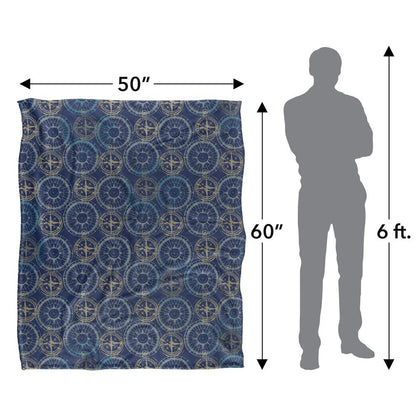 Navy-Gold - Pack Shot - JQ Licensing Silky Compass Supersoft Blanket