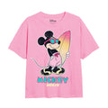 Light Pink - Front - Disney Girls Surf Mickey Mouse Gradient T-Shirt