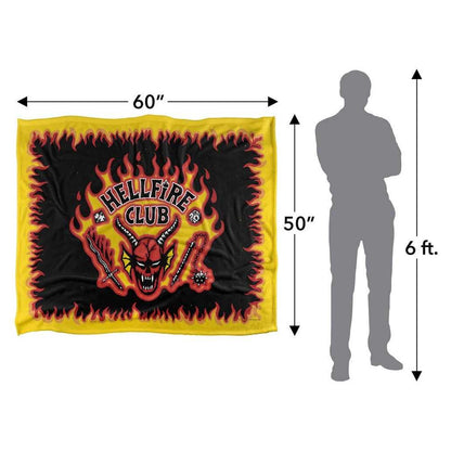 Multicoloured - Lifestyle - Stranger Things 5 Hellfire Club Silky Flames Logo Soft Touch Blanket