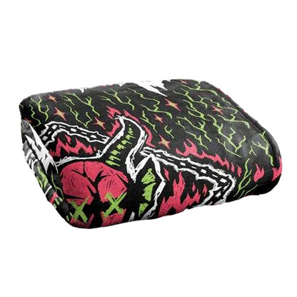 Multicoloured - Back - Stranger Things 5 Hellfire Club Silky Neon Flames Soft Touch Blanket