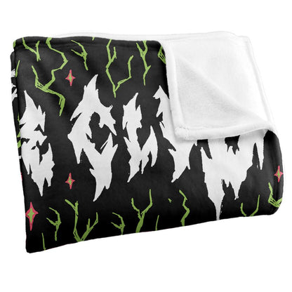 Multicoloured - Side - Stranger Things 5 Hellfire Club Silky Neon Flames Soft Touch Blanket