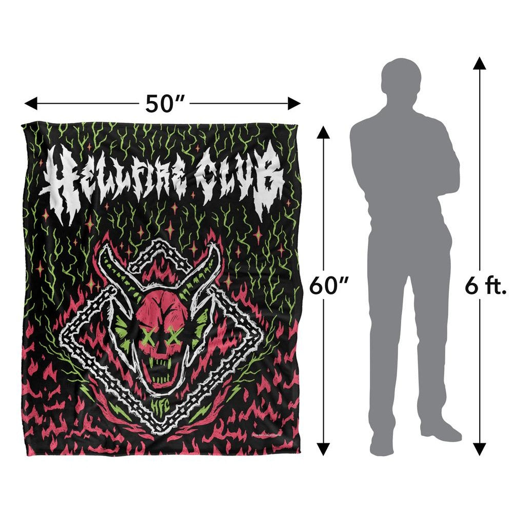 Multicoloured - Lifestyle - Stranger Things 5 Hellfire Club Silky Neon Flames Soft Touch Blanket