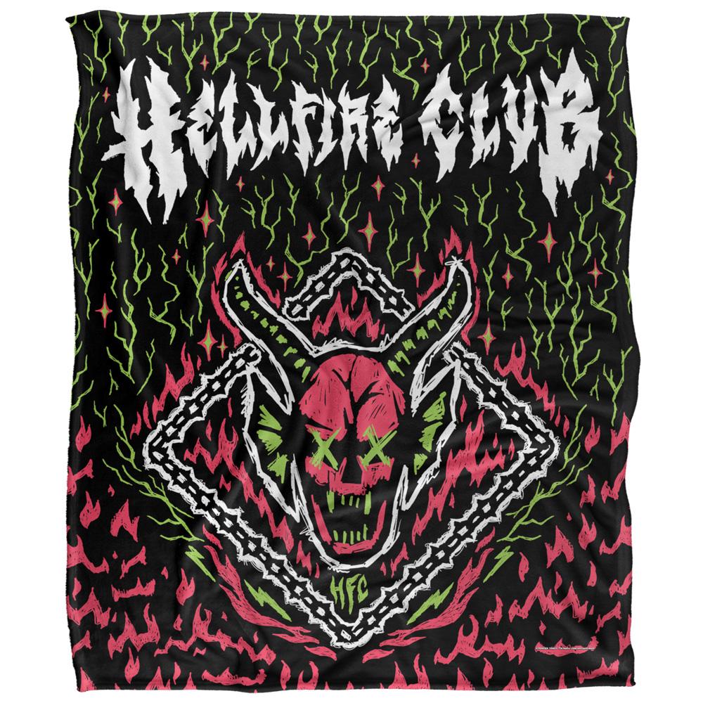Multicoloured - Front - Stranger Things 5 Hellfire Club Silky Neon Flames Soft Touch Blanket