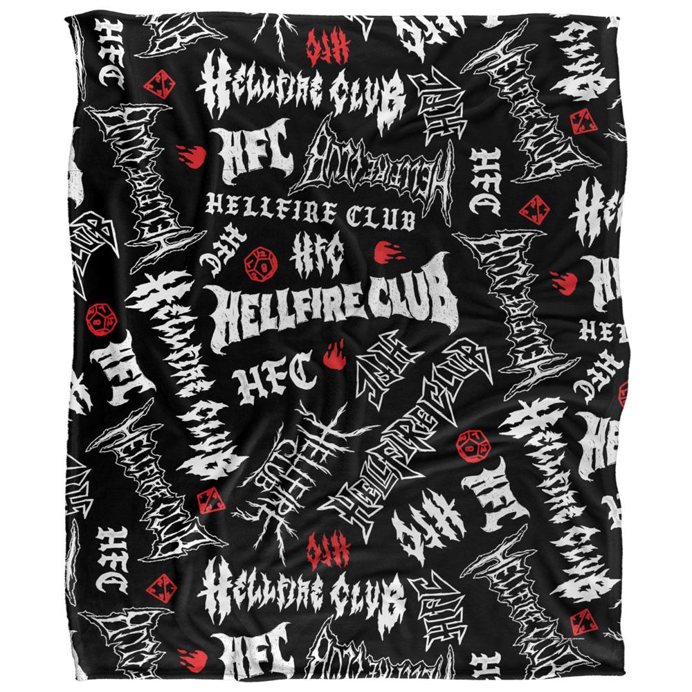 Multicoloured - Front - Stranger Things 5 Hellfire Club Silky Logo Soft Touch Blanket