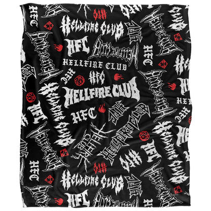 Multicoloured - Front - Stranger Things 5 Hellfire Club Silky Logo Soft Touch Blanket