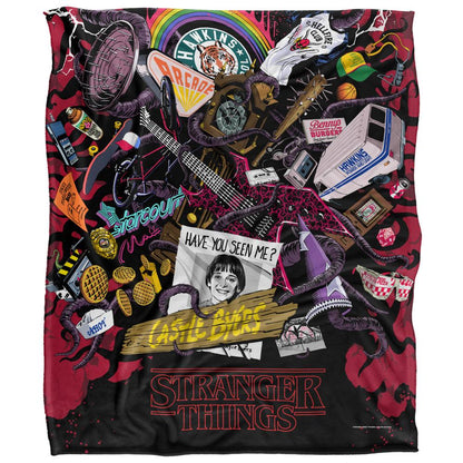 Multicoloured - Front - Stranger Things Silky Icons Soft Touch Blanket