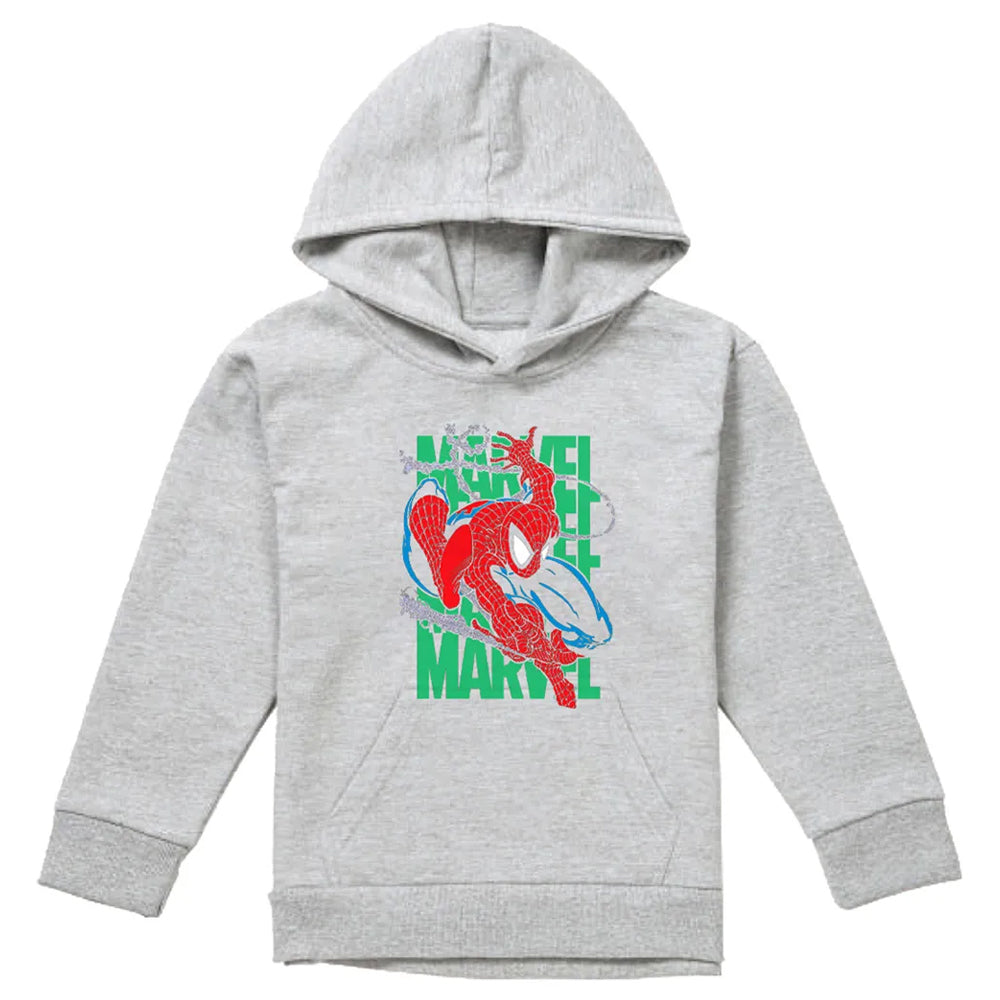Athletic Heather - Front - Spider-Man Childrens-Kids Wall Crawling Hoodie