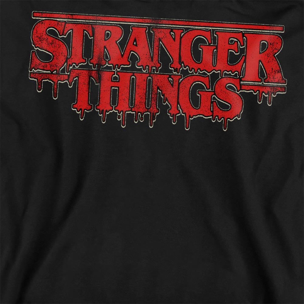 Black - Side - Stranger Things Unisex Adult Retro Logo Sweatshirt