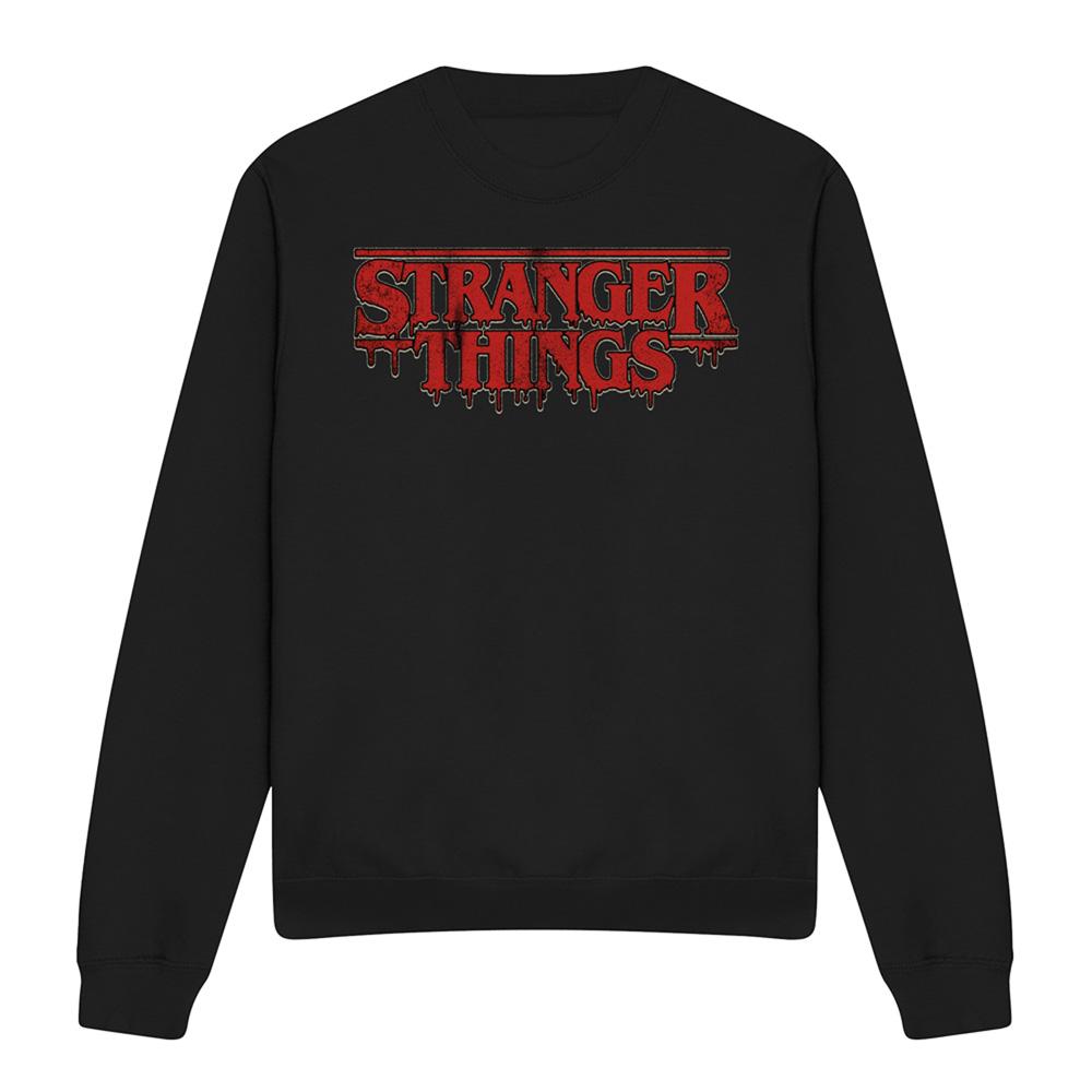 Black - Front - Stranger Things Unisex Adult Retro Logo Sweatshirt