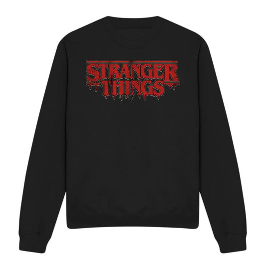 Black - Front - Stranger Things Unisex Adult Retro Logo Sweatshirt