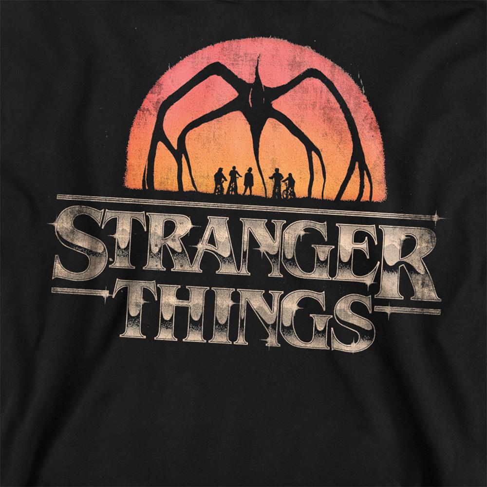 Black - Side - Stranger Things Unisex Adult Sunset Logo Sweatshirt