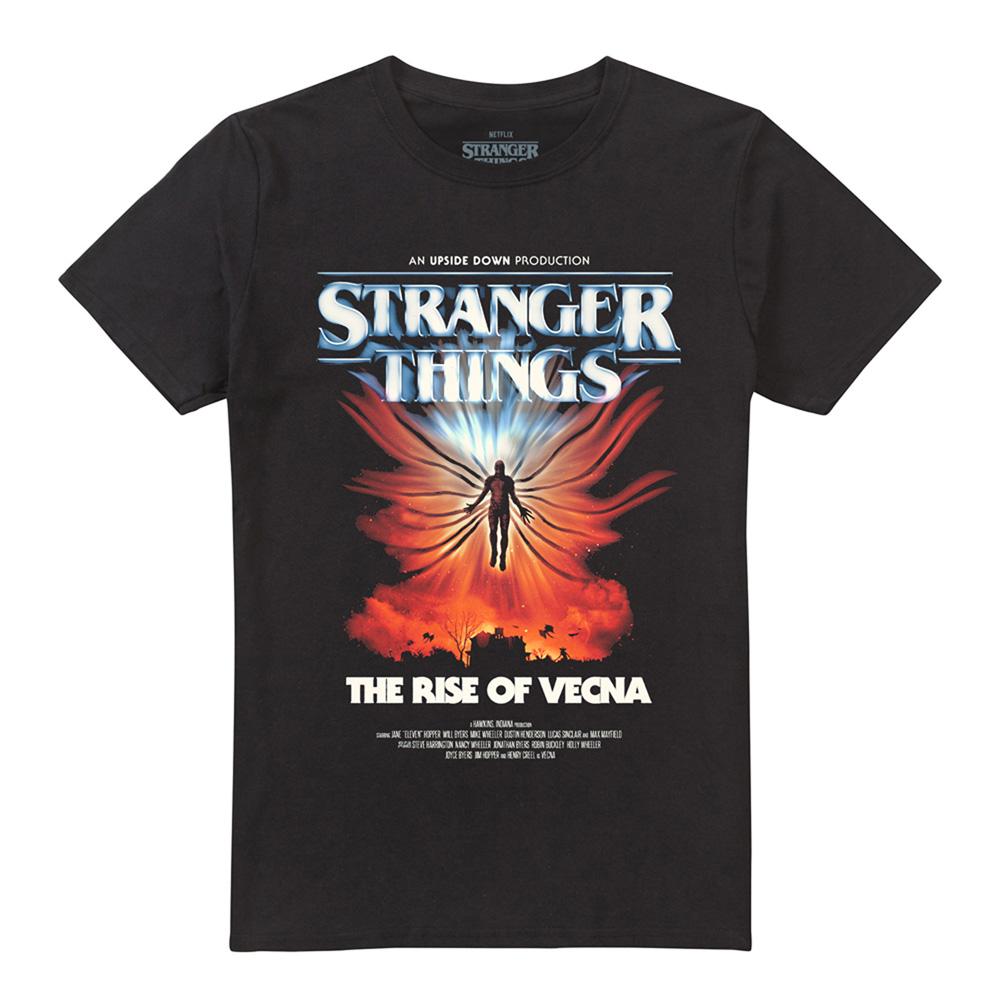 Black - Front - Stranger Things 5 Unisex Adult Rise Of Vecna Poster T-Shirt