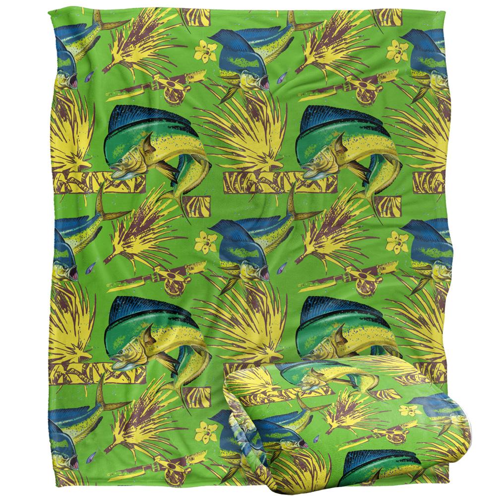 Green - Back - JQ Licensing Dorado Fishing Tiki 2 Silky Soft Touch Blanket
