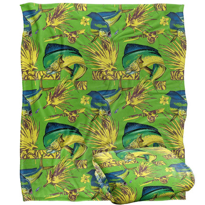 Green - Back - JQ Licensing Dorado Fishing Tiki 2 Silky Soft Touch Blanket