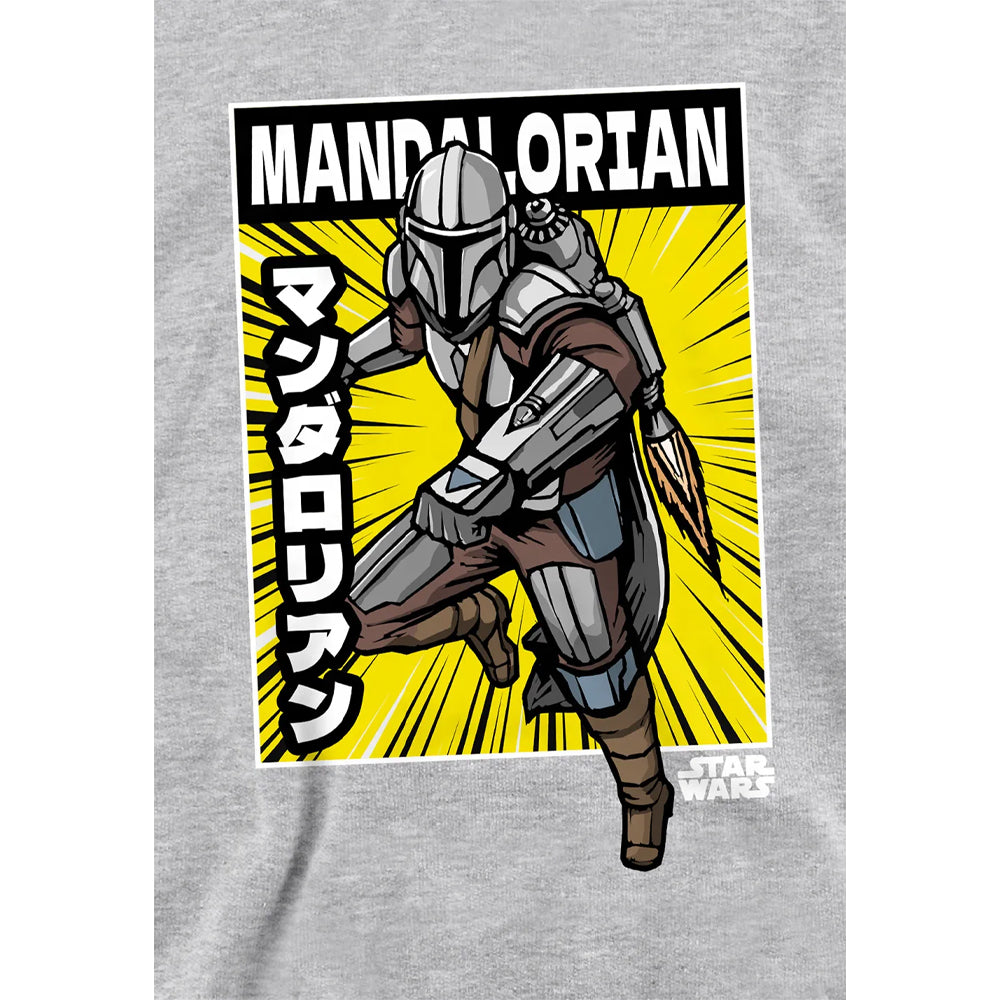 Athletic Heather - Side - Star Wars The Mandalorian Childrens-Kids Comic Book Pose Hoodie
