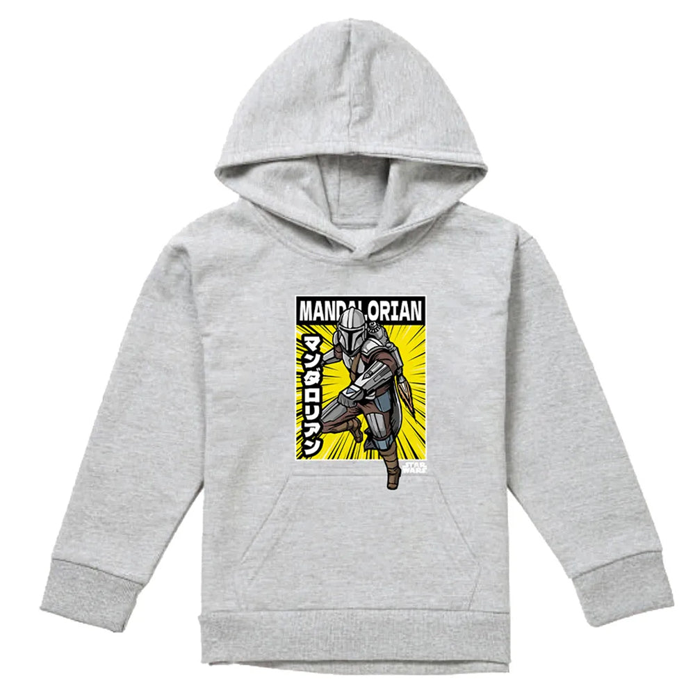 Athletic Heather - Front - Star Wars The Mandalorian Childrens-Kids Comic Book Pose Hoodie