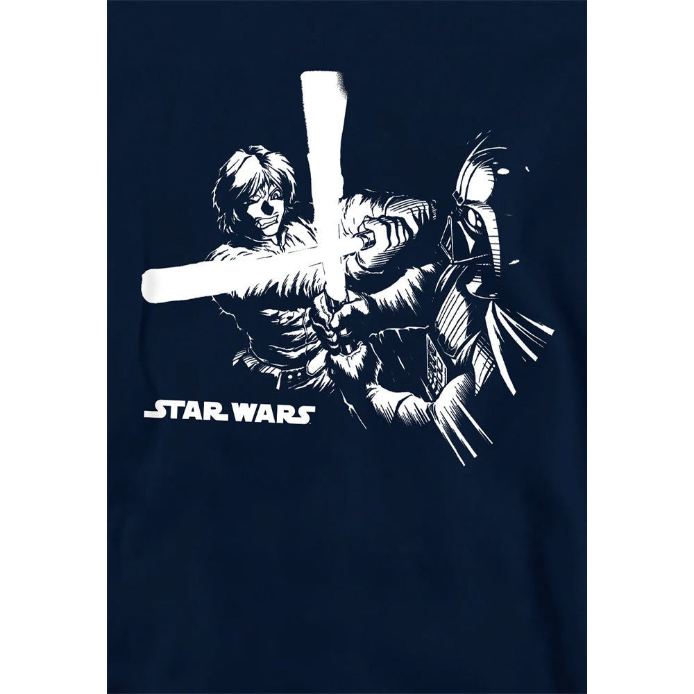 Navy - Side - Star Wars Childrens-Kids Lightsaber Fight Manga Hoodie