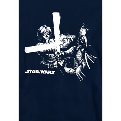 Navy - Side - Star Wars Childrens-Kids Lightsaber Fight Manga Hoodie