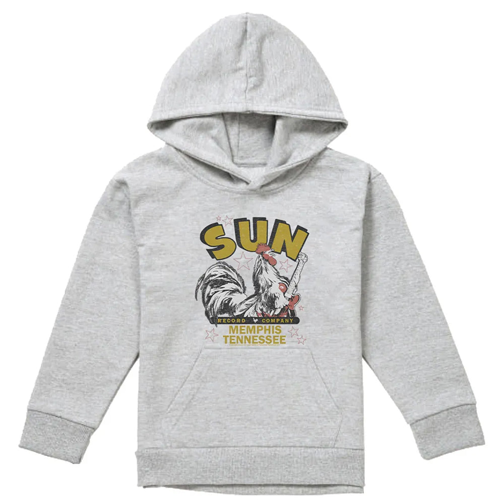 Athletic Heather - Front - Sun Records Childrens-Kids Rockabilly Rooster Heather Hoodie