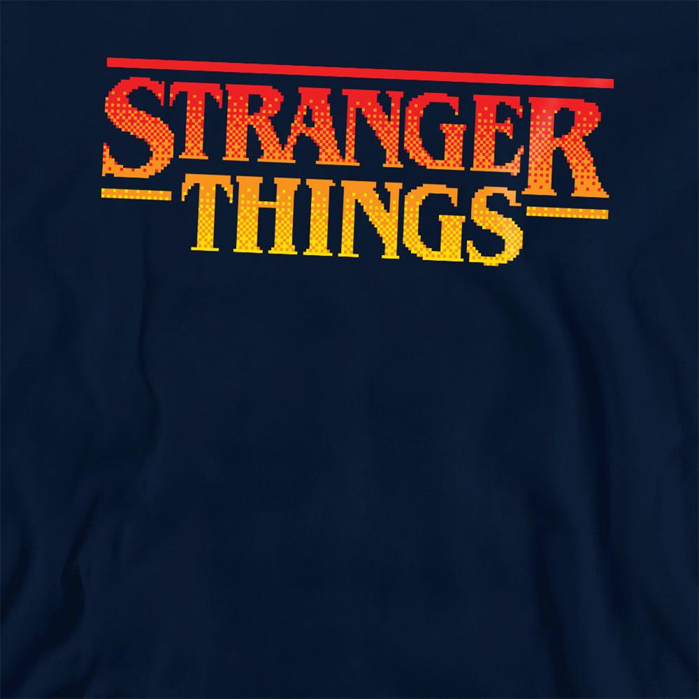 Navy - Side - Stranger Things Childrens-Kids Sunset Logo Hoodie