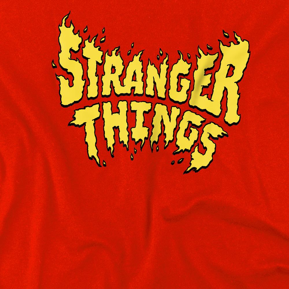 Red - Side - Stranger Things Childrens-Kids Flames Logo Hoodie