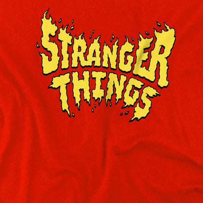 Red - Side - Stranger Things Childrens-Kids Flames Logo Hoodie