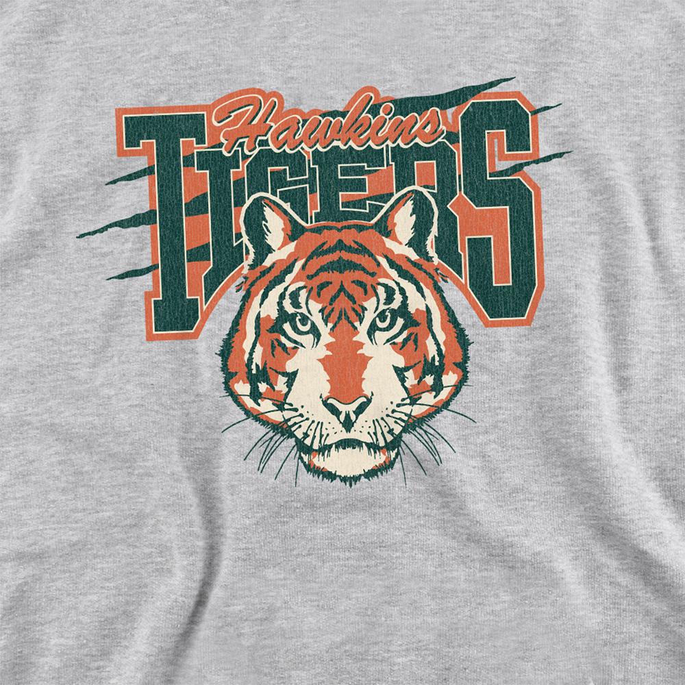 Athletic Heather - Side - Stranger Things Childrens-Kids Hawkins Tigers Scratch Heather Hoodie