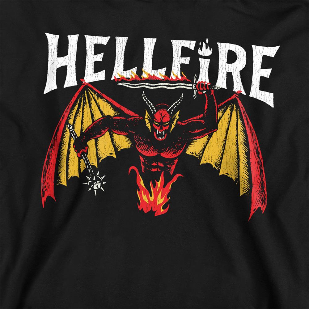 Black - Side - Stranger Things Childrens-Kids Hellfire Devil Hoodie