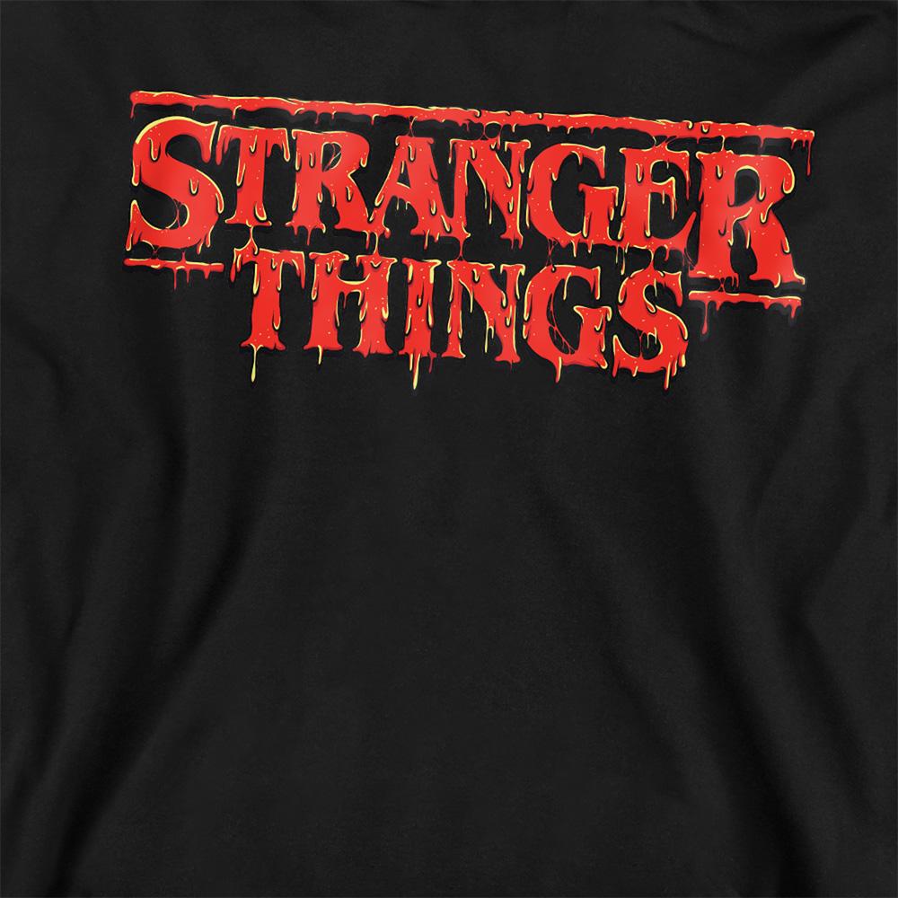 Black - Side - Stranger Things Childrens-Kids Drip Logo Hoodie