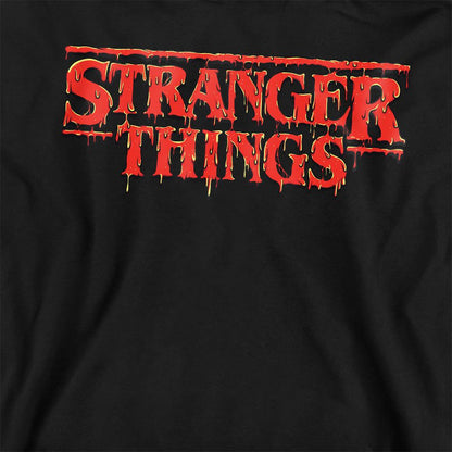 Black - Side - Stranger Things Childrens-Kids Drip Logo Hoodie