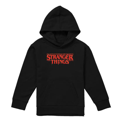 Black - Front - Stranger Things Childrens-Kids Drip Logo Hoodie