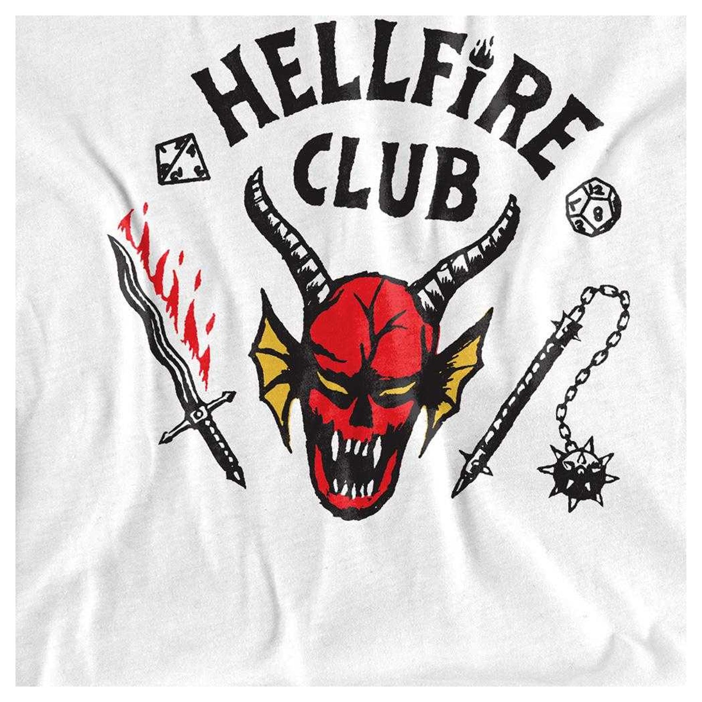 White - Side - Stranger Things Unisex Adult Hellfire Club T-Shirt