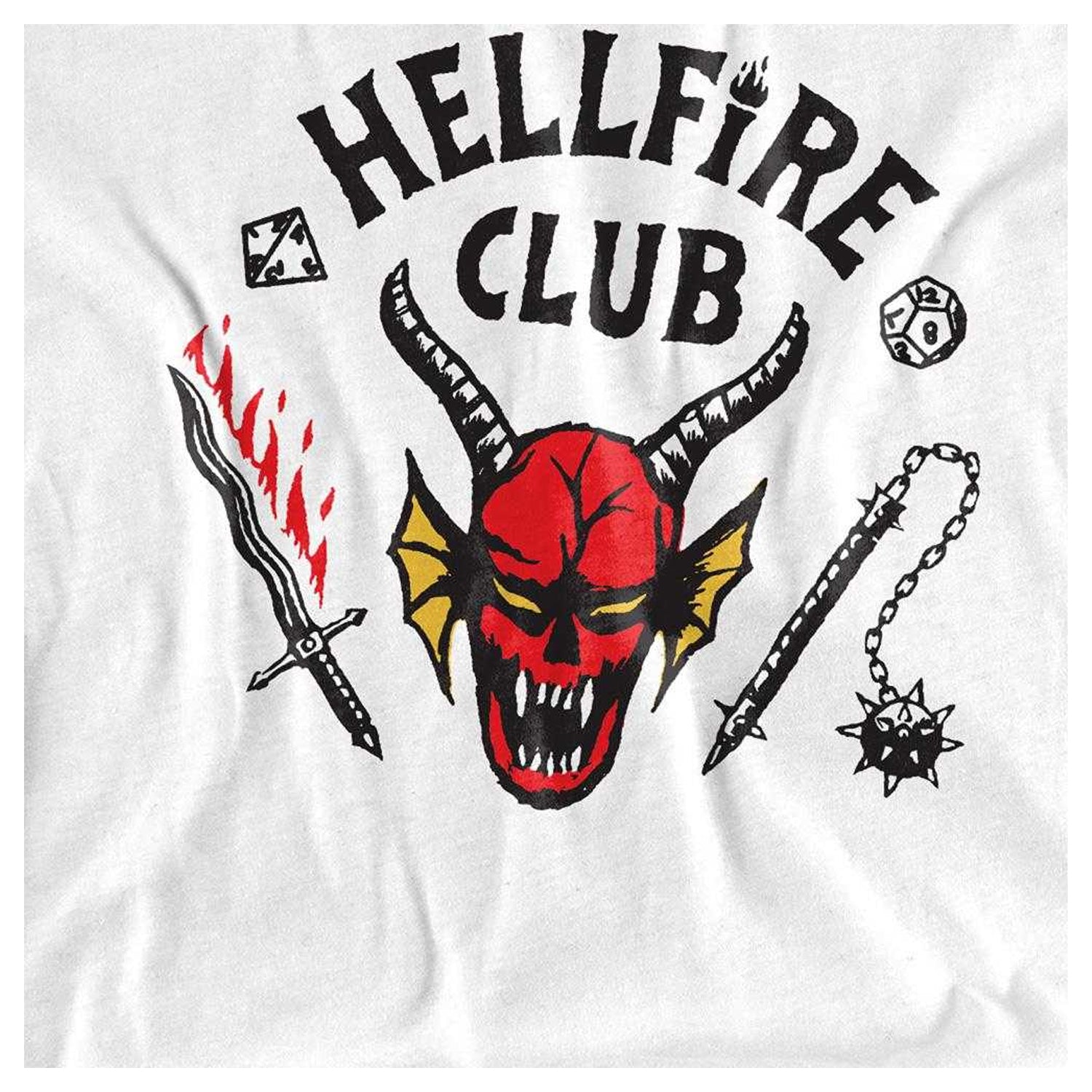 White - Side - Stranger Things Unisex Adult Hellfire Club T-Shirt