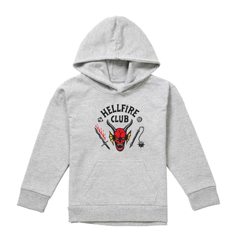 Athletic Heather - Front - Stranger Things Childrens-Kids Hellfire Club Heather Hoodie