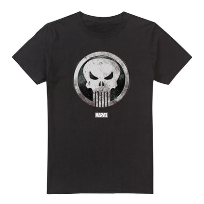Black - Front - The Punisher Mens Worn Skull T-Shirt