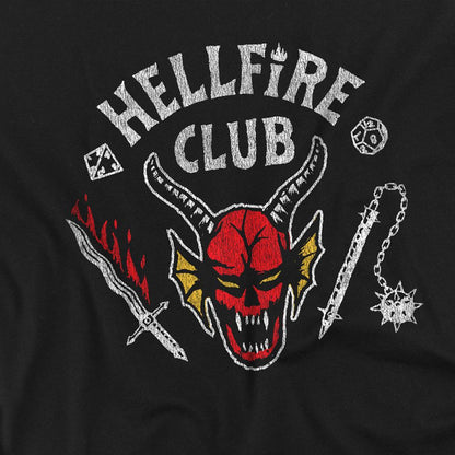 Black - Side - Stranger Things Childrens-Kids Hellfire Club Inverted T-Shirt