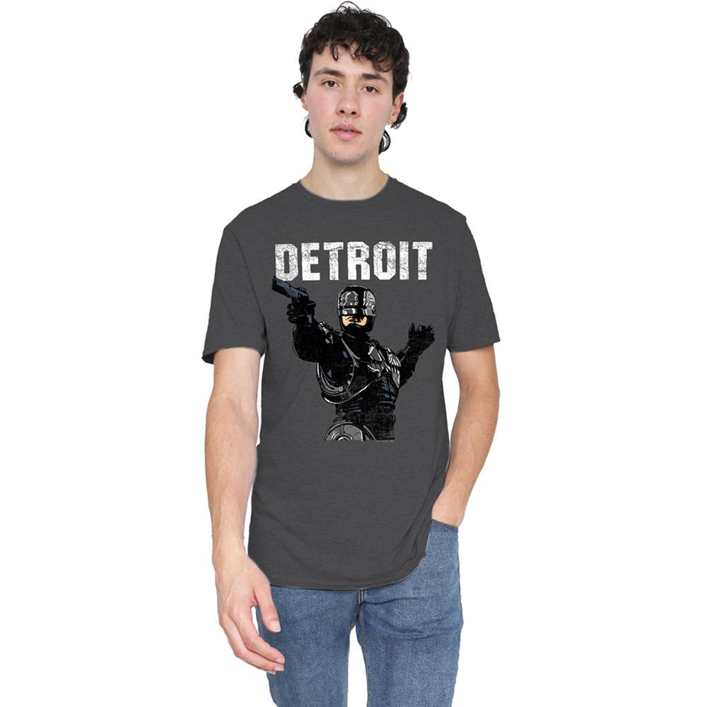 Charcoal - Back - Robocop Unisex Adult Detroit Heather T-Shirt