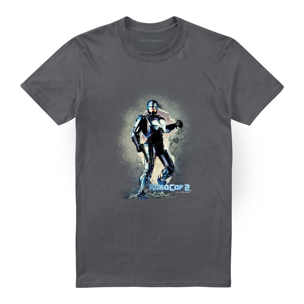 Charcoal - Front - Robocop Unisex Adult Break On Through T-Shirt