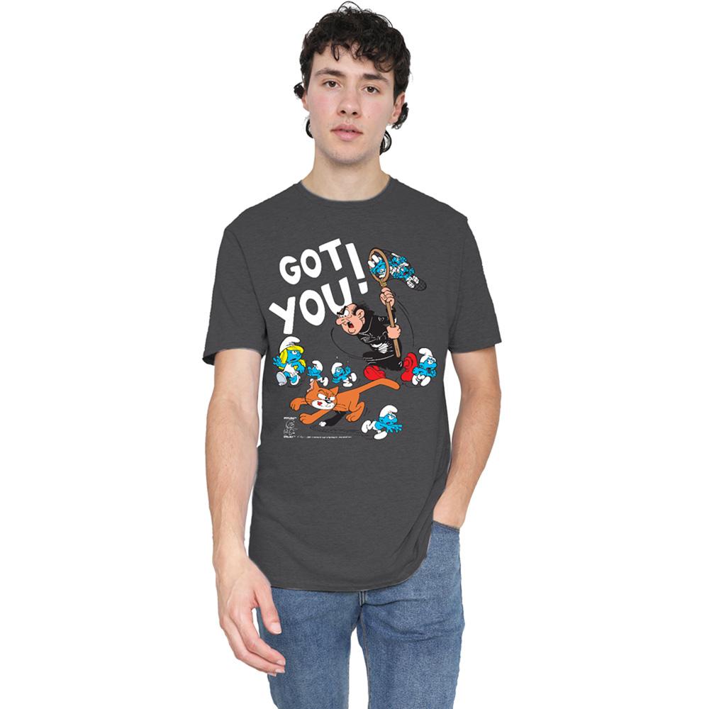 Charcoal - Back - The Smurfs Unisex Adult Gargamel & Azrael Heather T-Shirt