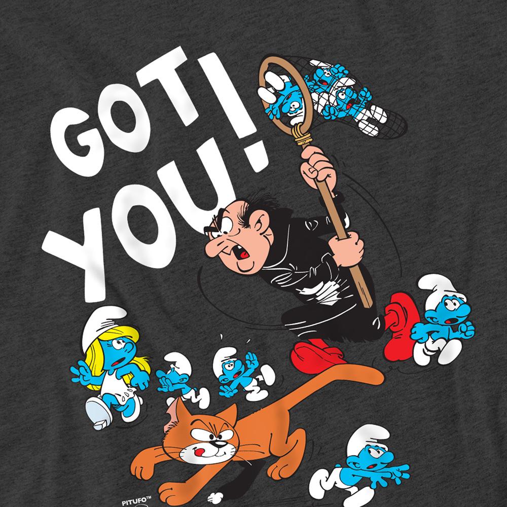 Charcoal - Side - The Smurfs Unisex Adult Gargamel & Azrael Heather T-Shirt