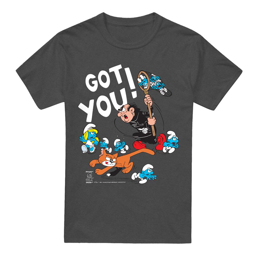 Charcoal - Front - The Smurfs Unisex Adult Gargamel & Azrael Heather T-Shirt