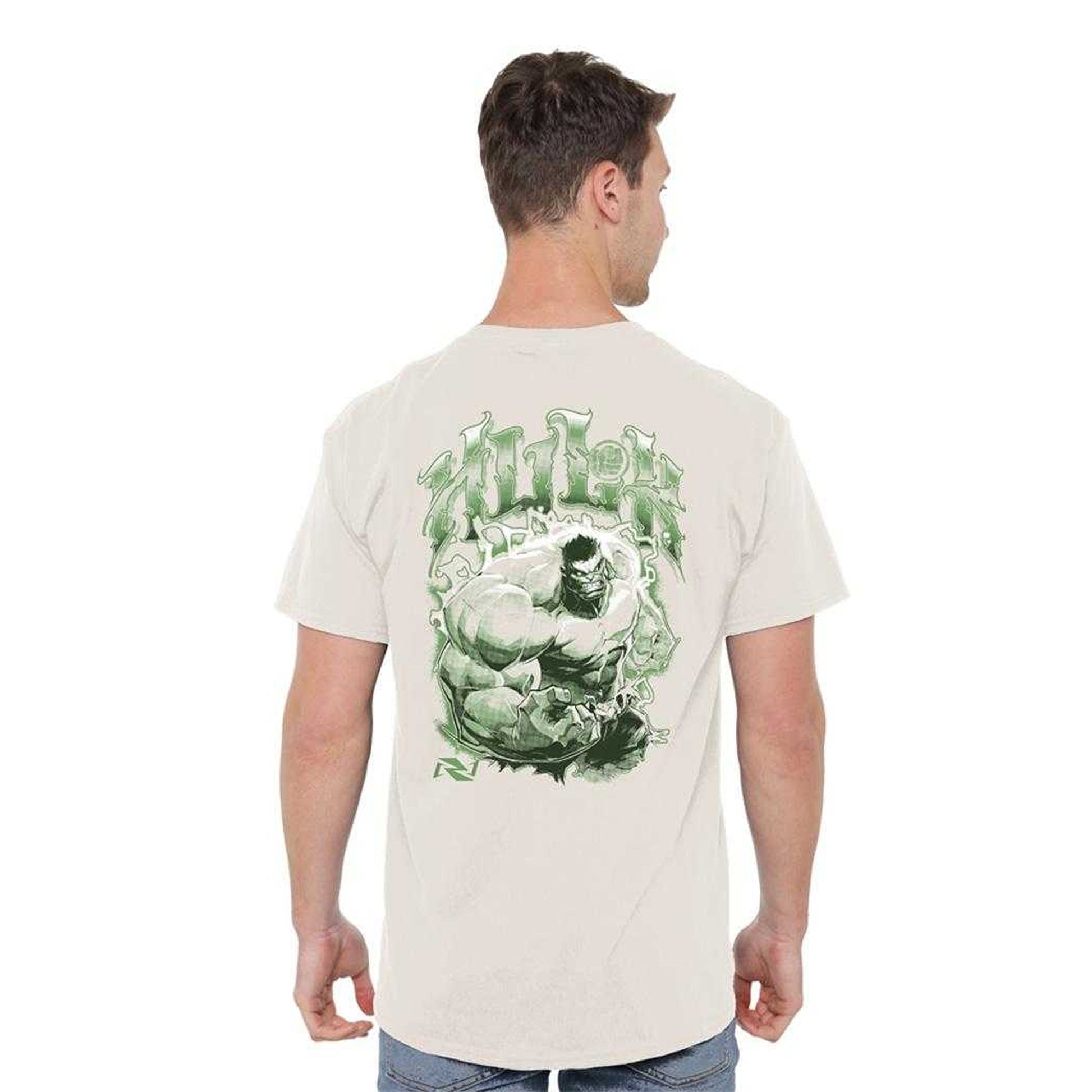 Natural - Pack Shot - Marvel Rivals Unisex Adult Vanguard Hulk Monster Back Print T-Shirt